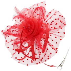 DRESHOW Fascinator Hats for Women Pillbox Hat with Veil Headband and a Forked Clip Tea Party Headpiece, 1 x thicker: Rduk