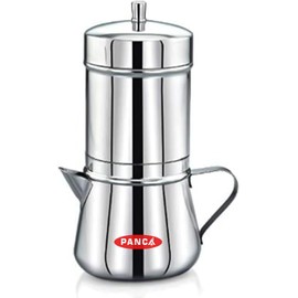 PANCA - Cafetera con filtro de acero inoxidable de alta calidad con asa, olla de moca, 4-6 tazas, grande, 250 ml (grado 304 SS)