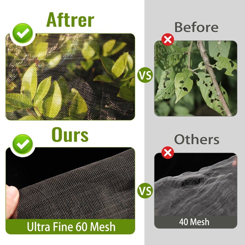 Homiton 2 Pack Fruit Tree Netting Bags with Zipper and