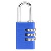 PATIKIL 3 Digit Combination Lock, (H:2.9", Blue), Aluminum Resettable Code