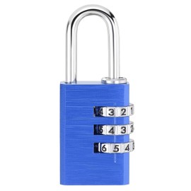 PATIKIL 3 Digit Combination Lock, (H:2.9", Blue), Aluminum Resettable Code Combo Locks Outdoor Waterproof Luggage Number Padlock Suit for - Traveling/Toolbox/Gym/Suitcases/Fence