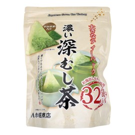 Akahori Shoten Large Tea Bag with Deep Mushi Uji Matcha Tea Container, 0.2 oz (7 g) x 32 Bags x 2 Bags