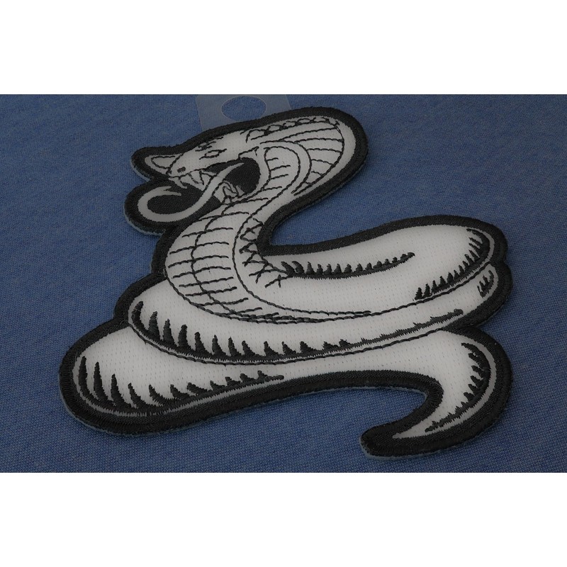 Cobra White Patch - 3.5x4 inch. Embroidered Iron on Patch