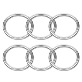 Sibba 6 x O Rings Stainless Steel 50 mm Round Metal Ring 5 mm Strong Ring Key Ring Carabiner Silver Metal Rings Buckle Webbing Buckles for Camping Belt Bags Hardware Dream Catcher Ring Dog Leashes