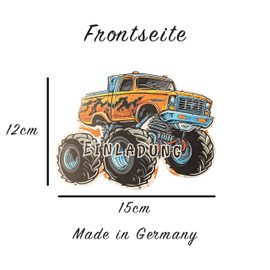 the lazy panda card company Monster Truck Invitation - 12 Invitation Cards Children's Birthday Invitations Monster Car Truck Birthday (12 x Monster Truck)