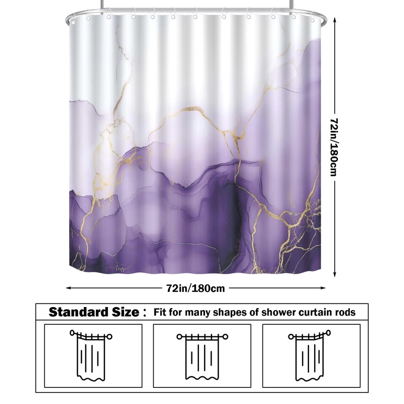 VentuCoven Marble Shower Curtain Purple Marble Shower Curtain for Room