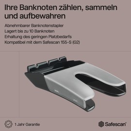 Safescan RS-100 Banknote Stacker, Collects Tested Banknotes from Banknote Checker - Removable Stapler that is Simply Attached to the Safescan 155-S G2 Counterfeit Money Tester