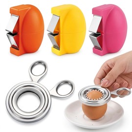 4-Piece Egg Cracker, Egg Shell Opener, Egg Cracker Tool, Kitchen Set with Stainless Steel Opener and Three Colourful Containers, Ideal for Quick Breakfast Preparation and Outdoor Picnics