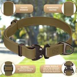 NexaPaw Biothane Dog Collar with Cobra Buckle - Made in USA - QR Code Dog Tag ID Included - Adjustable Heavy Duty Dog Collars for Medium Large Dogs - Waterproof Military Grade Tactical Collar for Dogs