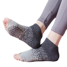 aoozleny Sports Split Toe Socks, Non-slip Grip Socks Open Toe Breathable Cotton Socks - Cotton Socks for Yoga, Pilates, Dance (Standard, Gray)