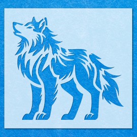 Wolf Wild Stencil: Mylar Airbrush Wall Art Painting Crafts 2-190 Micron| DIY-A3 Stencil - Design Size (276 x 257 mm)