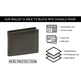 LEAS Men's Compact Wallet with RFID Protection, Men's Wallet for Trouser Pocket in Real Leather, Wallet in Landscape Format, Black, black, Classic