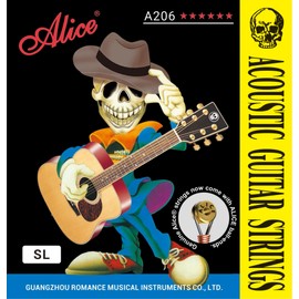 Alice Acoustic Guitar Strings Set - 6-String for Beginner, Briliant Steel Copper Alloy in Phosphor Bronze Color, 5 Packs (A206 Super Light)