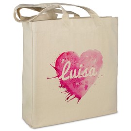 'Fabric Case with "Luisa – Painted Heart – Beige – Fabric Bag – Jute Bag Shopping Bag – Bag