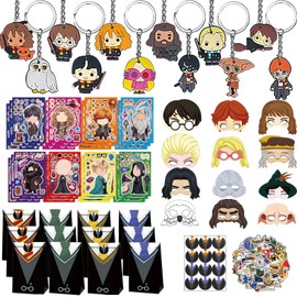 111Pcs Wizard Party Bag Fillers, Harry Party Favours with Harry Cartoon Mask Gift Bag Cartoon Keychain DIY Stickers for Boys Girls Masquerade Birthday Party Supplies