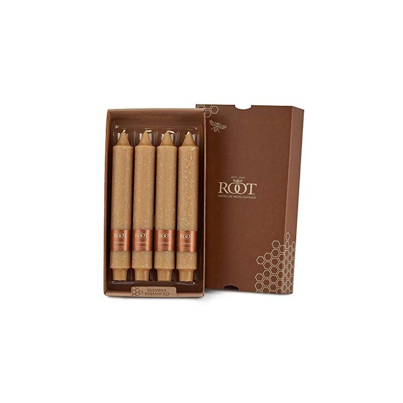 Root Unscented 9-Inch Timberline Collenette Dinner Candles, Raw Beeswax Color,
