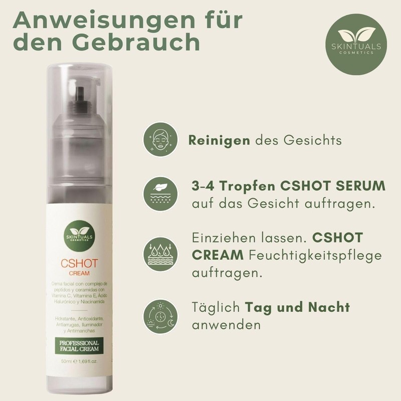 Moisturising Face Cream with Peptide and Ceramic Complex, Vitamin C,