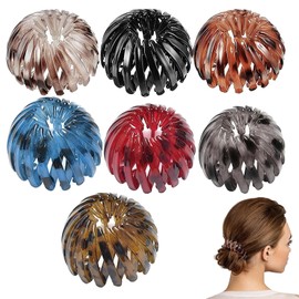 Horsetail Clip Damen Haarspange Einziehbar Vogel-Nest-Design 7 Stück Flexibel Schwarz