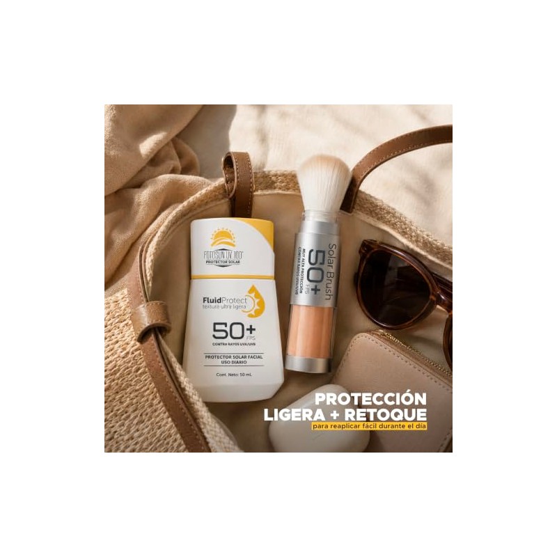 FOTOSUN UV100 Protector Solar Facial en Polvo con Brocha, Bloqueador