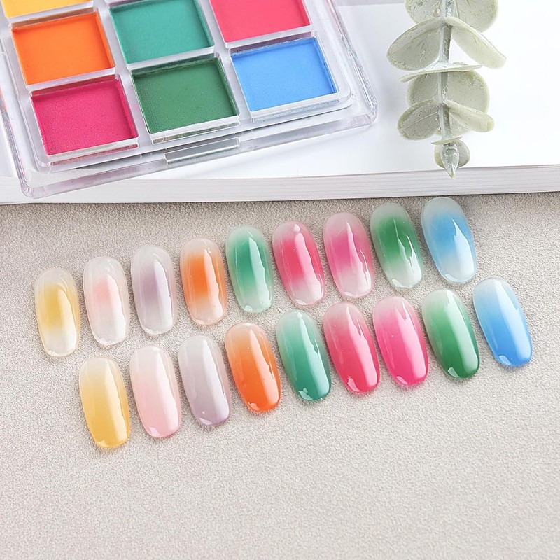 Nail Pigment Powder, 9 Colour Pastel Chrome Nail Powder, Pink