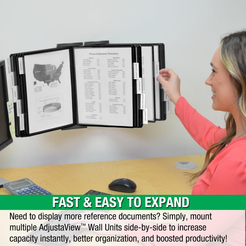 Ultimate Office AdjustaView 10-Pocket Wall Reference Organizer with Easy-Load Pockets