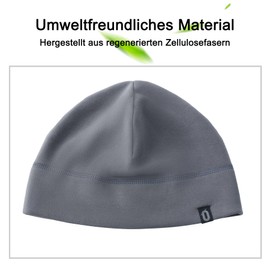 GEAR WEAR Sports Hat, Environmentally Friendly Skull Cap, Lightweight, Soft, Warm Lined Fleece, Thin Hat for Running Hat, Cycling Hat, Jogging, Skiing, Snowboarding, Hiking, Motorcycle, Winter, gray