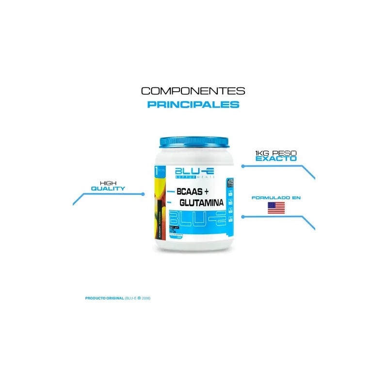 Aminoácidos Bcaas + Glutamina Blu-e 1kg Varios Sabores