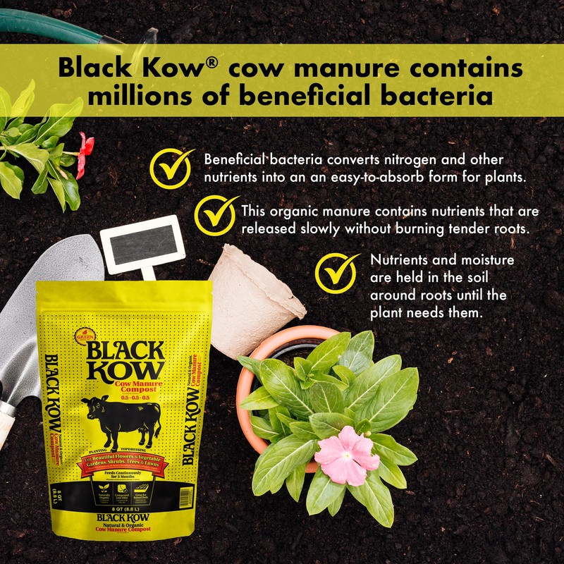 Black Kow Nitrogen Phosphate Composted Cow Manure Fertilizer for Soil,