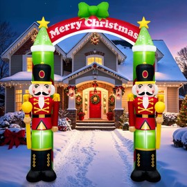 AerWo 10FT Christmas Inflatable Outdoor Decoration, Nutcracker Soldier Christmas Inflatables Arch, Christmas Blow Up Yard Decorations Built-in LED Lights Xmas Archway Outdoor for Lawn Garden Xmas