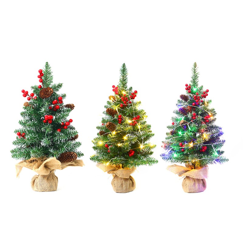 24 Inches Mini Christmas Trees Battery Operated Artificial Prelit Tabletop