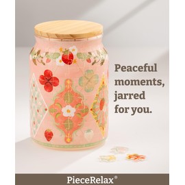 PieceRelax 3D Puzzle Jar 128 Plastic Pieces for Adults - Sweetness of Strawberry Use Includes Divider Pen & Utensil Holder with Wooden Lid Dining,Study Living Room Medium [BA1014]