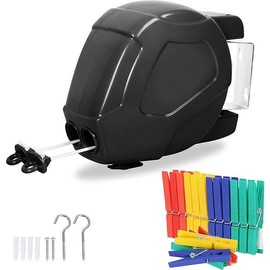 Retractable Clothesline Heavy Duty Retracting Clothes Line Outdoor and Indoor with Durable ABS Shell and 2x49 Feet Extruded PVC Line,with Lock to Prevent Sagging Gray - Size: 2 Line x 49 Feet - Black, Colour: default