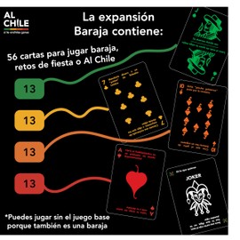 Baraja Mexicana Al Chile | Ideotas | Baraja 3 en 1: Baraja Americana, Frases de Al Chile y Retos de Fiesta | Expansión | Juego de Mesa