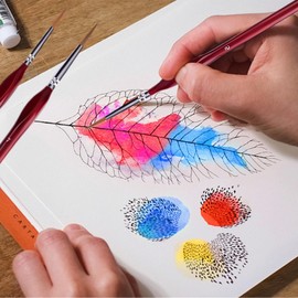 Fine Brush Set, 10 Pieces Painting by Numbers Brush, Miniature Brush, Fine Detail Brush Set, Acrylic Paints for Acrylic, Watercolour, Model Making, Oil Painting, Detail Painting (Red)