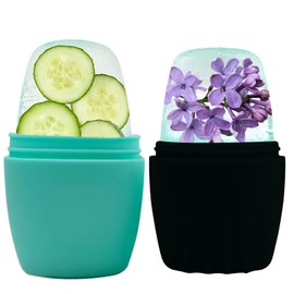 Qewro Paquete de 2 Rodillos Faciales, Rodillos Faciales de Hielo de Silicona para Piel Tonificada, Alivio de Hinchazón de Ojos Reutilizable, Molde de Rodillo de Hielo para Cuello, Rodillo Facial para