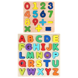 1 Set Uppercase Letter Puzzles, 1 Set Number Puzzles, Letter Recognition Puzzles for Children, Learning Building Block Toys, Panel Puzzles, Three-Dimensional Puzzles, Educational Toys