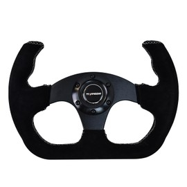 TIYPEOR D Shape Kart-Style Open-Top Suede Racing Steering Wheel for Drift,Game,Golf Cart