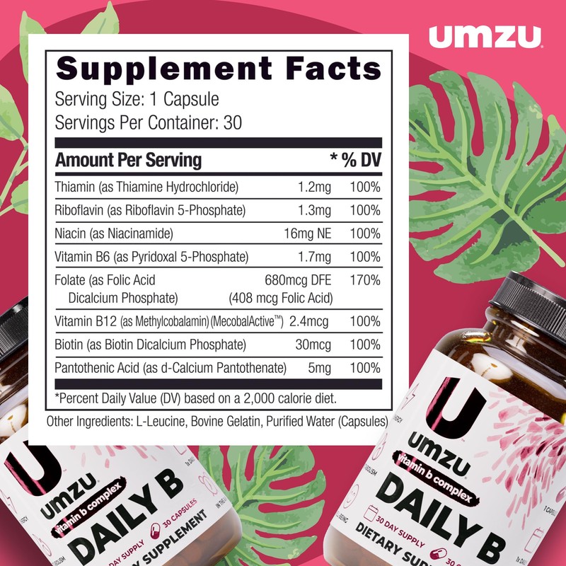 UMZU Daily B, 30 Day Supply – Complete Vitamin B
