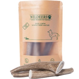Wildeers Premium Deer Antlers for Dogs - Dog Antler Chews - Made in USA, Naturally Shed, Healthy Treat - Grade A, 5-7 in, 3 Pieces, Long Lasting Antler Chew Bones for Aggressive Chewers (Medium)