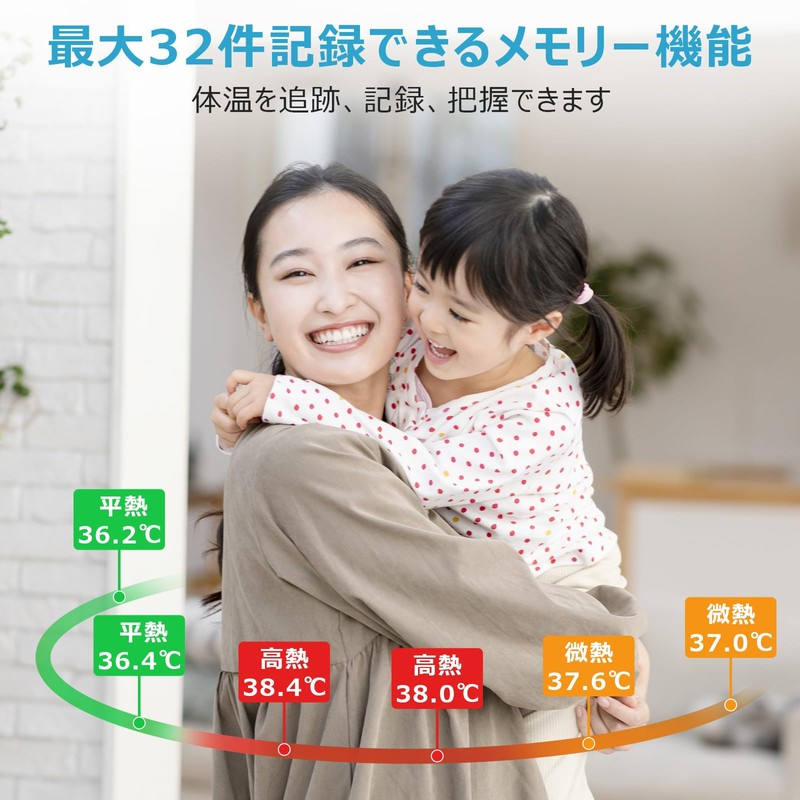 メディケン(MEDIKEN) 非接触 温度計 ワンタッチ式 1秒測定 32回記録可能 手軽 多機能