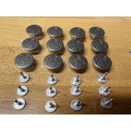 Smith & Wesson Vintage Brushed Nickel Buttons New Old Stock With Separate Back