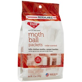 Enoz Moth-Tek Packets Cedar Scent - 12 oz. Bag (3) Kills Clothes Moths, Carpet Beetles, and Eggs and Larvae