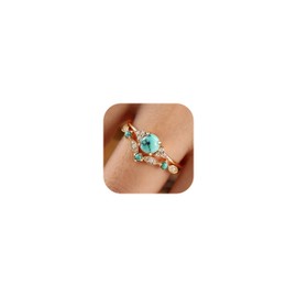 Rhinestone Turquoise Rings Western Gold Knuckle Thumb Rings Boho Stackable Wedding Ring Turquoise Jewelry Dresses Accessories