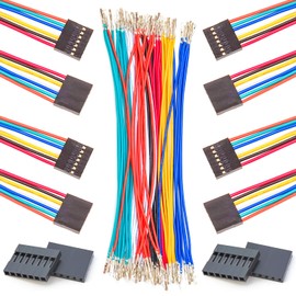 Kidisoii Dupont 2.54mm Wire Female to Female Dupont Connector & 22AWG Pre-Crimped Cable, Single Row 1/2/3/4/5/6/7/8/9/10P JST Connector with Length of 10/30/50/100cm Dupont Wire (2Pcs FF 7P-10CM)