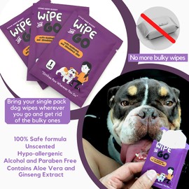 Come Here Buddy Dog Wipes - Individually Packaged - Hypoallergenic and Fragrance Free - Dog & Cat Face Paw & Butt Cleaner