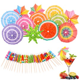 JOFONY Drink Umbrellas,150PCS Cocktail Umbrellas 5 Styles Drink Umbrella Cocktail Picks for Drinks Tiki, Luau, and Hawaiian Tropical Party Decorations