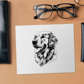 2 x 'Golden Retriever Portrait' Microfibre Lens/Glasses Cleaning Cloths (LC00031084)
