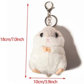 Zenarao Cute Khaki Plush Hamster Keychain Plush Keychain Charms Wallet Backpack Handbag Charms Automobile Keychains