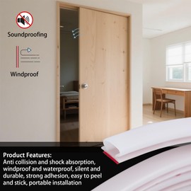 QDiShi White Rubber D-Shape Weather Stripping Door Seal Strip 0.39x0.23 Inch, Self-Adhesive Soundproofing Gap Draft Stopper for Door Frame, Window, Noise Reduction(20FT)