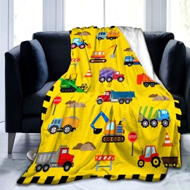 Cute Truck Construction Blanket Super Soft Flannel Throw Blankets Tractor Cars Blankets Bedding for Boys Girls Adults Gifts 50"x40"